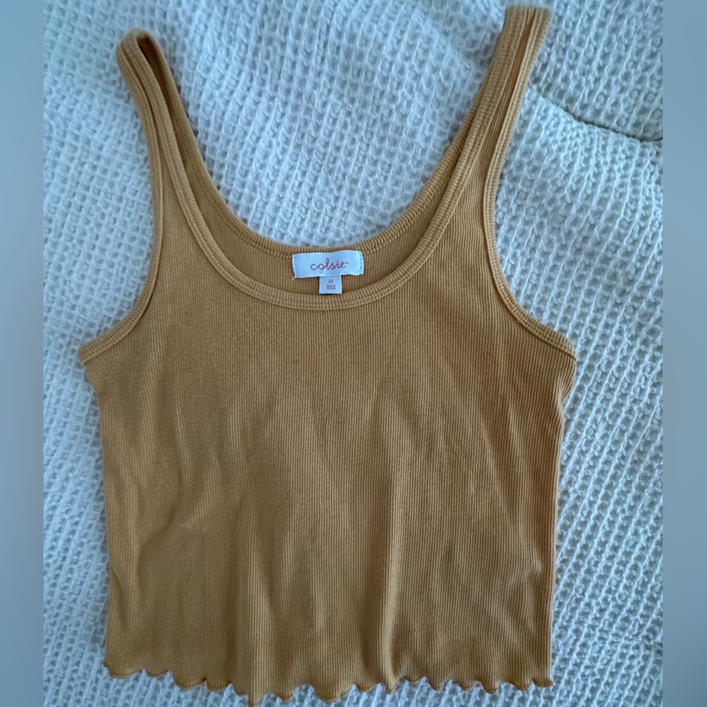 Orange Juniors Médium cropped tank top lettuce edge